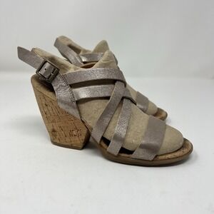 Korks by Kork-Ease Womens 8M Bronze Metallic Leather Cork Platform Wedge Comfort